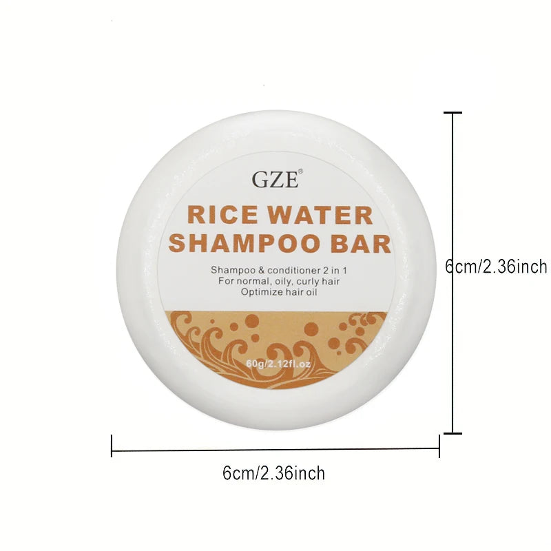 GZE Rice Water Shampoo Bar Soap and Rice Raw Pulp Solid Conditioner For Hair Strengthening, Helps Dry Hair Moisturizing