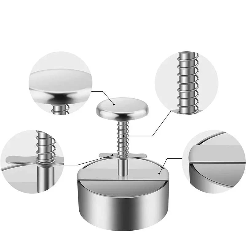 Hamburger Patty Maker Press 304 Stainless Steel Non-Stick Round Manual Rice Ball Mold Thickness Adjusted Kitchen Beef BBQ Tools