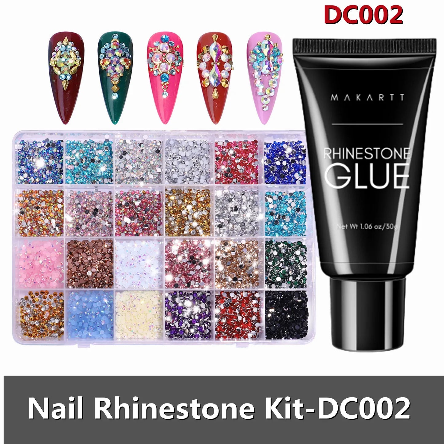 Makartt Nail Rhinestone Glue Gel for Nails, 30g Super Strong Adhesive Gel for Nail Gem, Jewels ,Glitter,Crystals Beads Diamonds