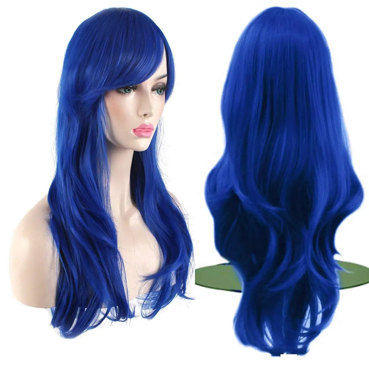 Women’s Heat Resistant 28-Inch 70cm Long Curly Hair Wig Black Long Wavy Women Daily Use Heat Resistant Synthetic Hair