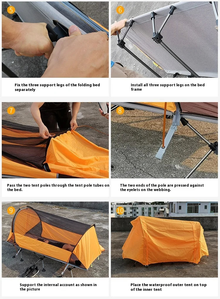 Tent Outdoor Camping Single Person Off-the-Ground Tent Integrated Folding Camp Bed Road Trip Fishing Camping Tent