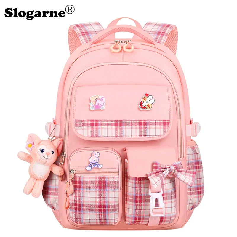 Primary School Schoolbag Bow Large Capacity Children's Schoolbag Shoulder Bag Girls Burden Reduction Spine Protection Backpacks