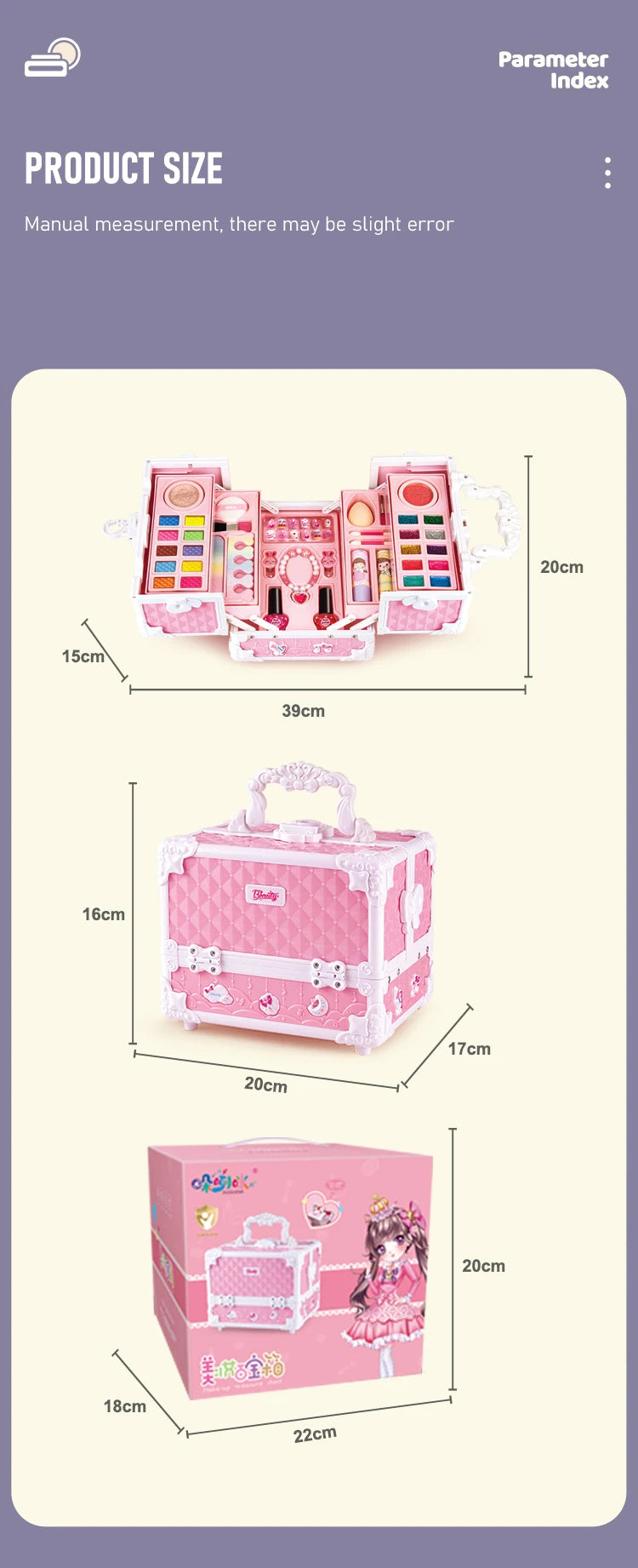 Kids Makeup Kit for Little Girls 49 Pcs Washable Makeup Kit Kids Real Girls Makeup Kit with Cosmetic Case ,Birthday Gifts