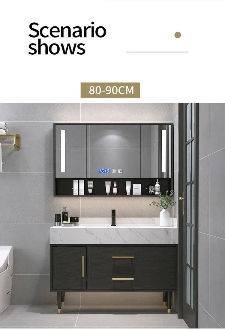Bathroom Cabinet Washbasin Bathroom Combination Simple Household Toilet Furniture Solidbathroom Modern Vanity With Sink 24