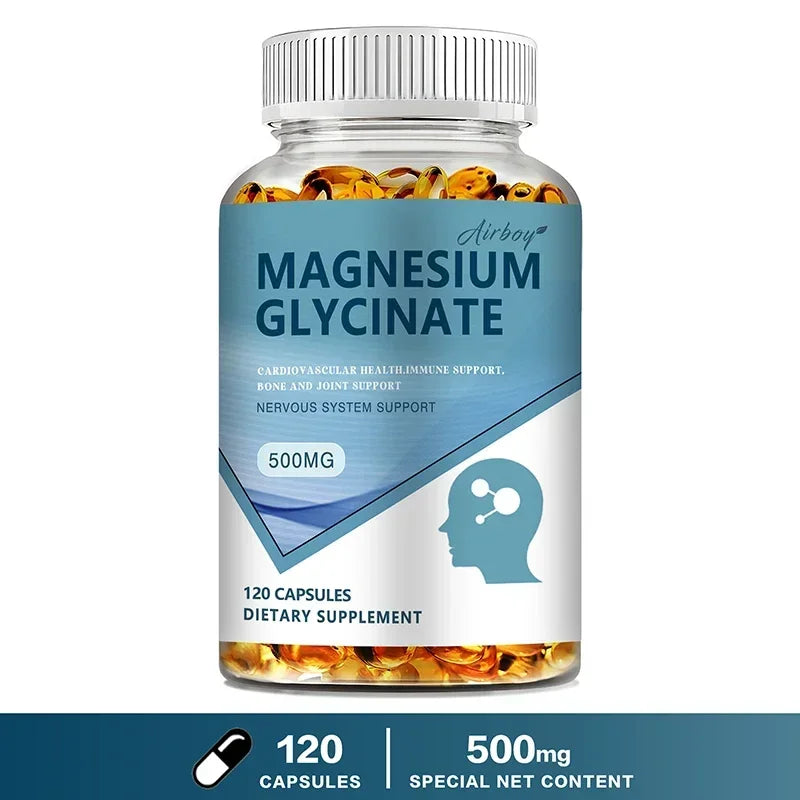 Magnesium Glycinate - Improve Sleep, Relax Nerves, Brain Health, Strengthen Muscles and Bones