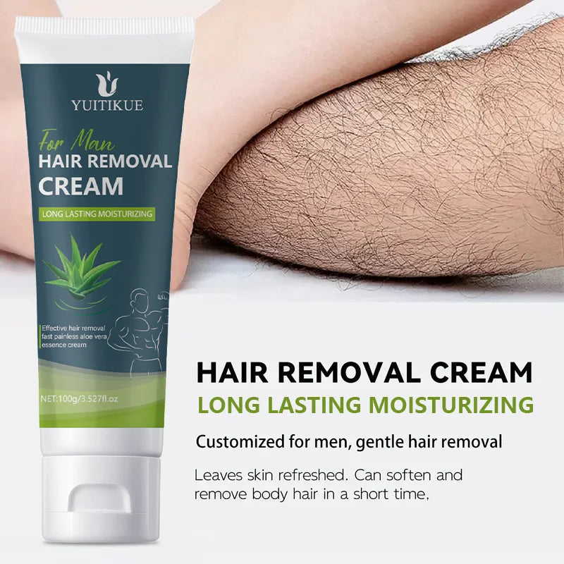 100g Men's Hair Removal Cream - Gentle and non-irritating, suitable for armpits, lips, arms, legs and intimate parts, effective