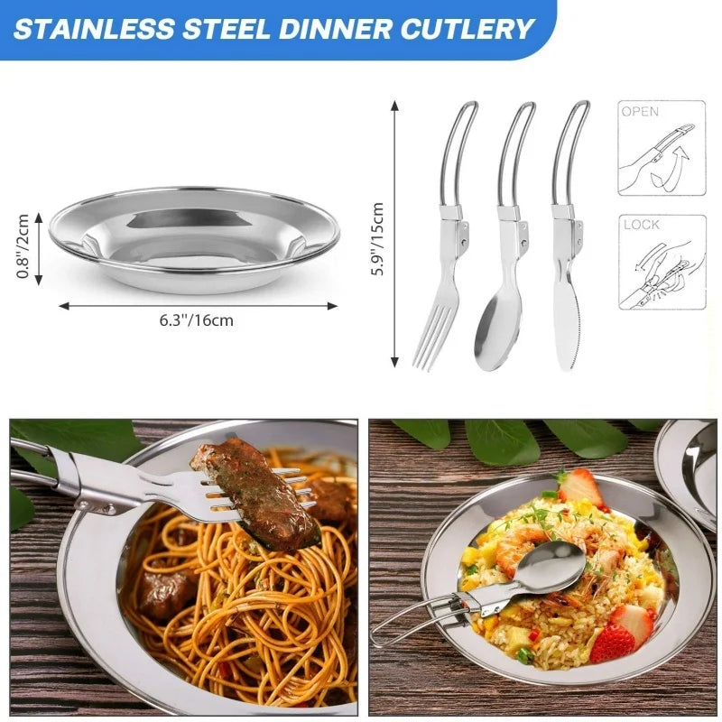 Outdoor pot and kettle set - portable outdoor cooking equipment set - camping water boiling kettle and cooking utensils