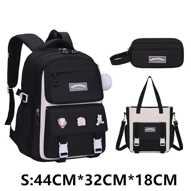 3 Pcs/Set School Bag for Girls Children Backpack Schoolbag Teenage School Child With Lunch box Pencil Case Kids Book Bag 2024
