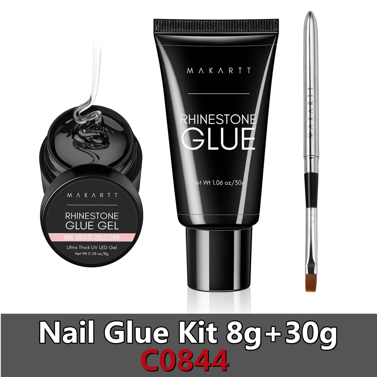 Makartt Nail Rhinestone Glue Gel for Nails, 30g Super Strong Adhesive Gel for Nail Gem, Jewels ,Glitter,Crystals Beads Diamonds