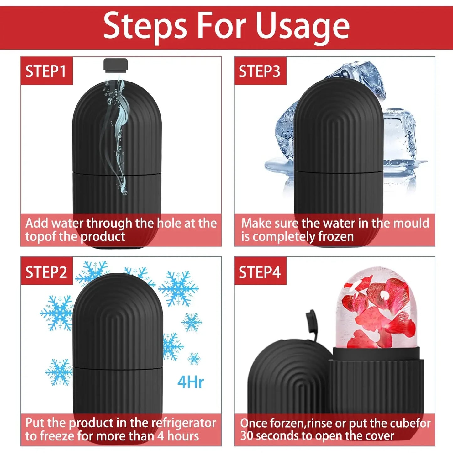 Reusable Ice Face Roller Beauty Ice Facial Rollers Mold Facial Massage Beauty Skin Care Tools Contour Leakproof Facial Massager