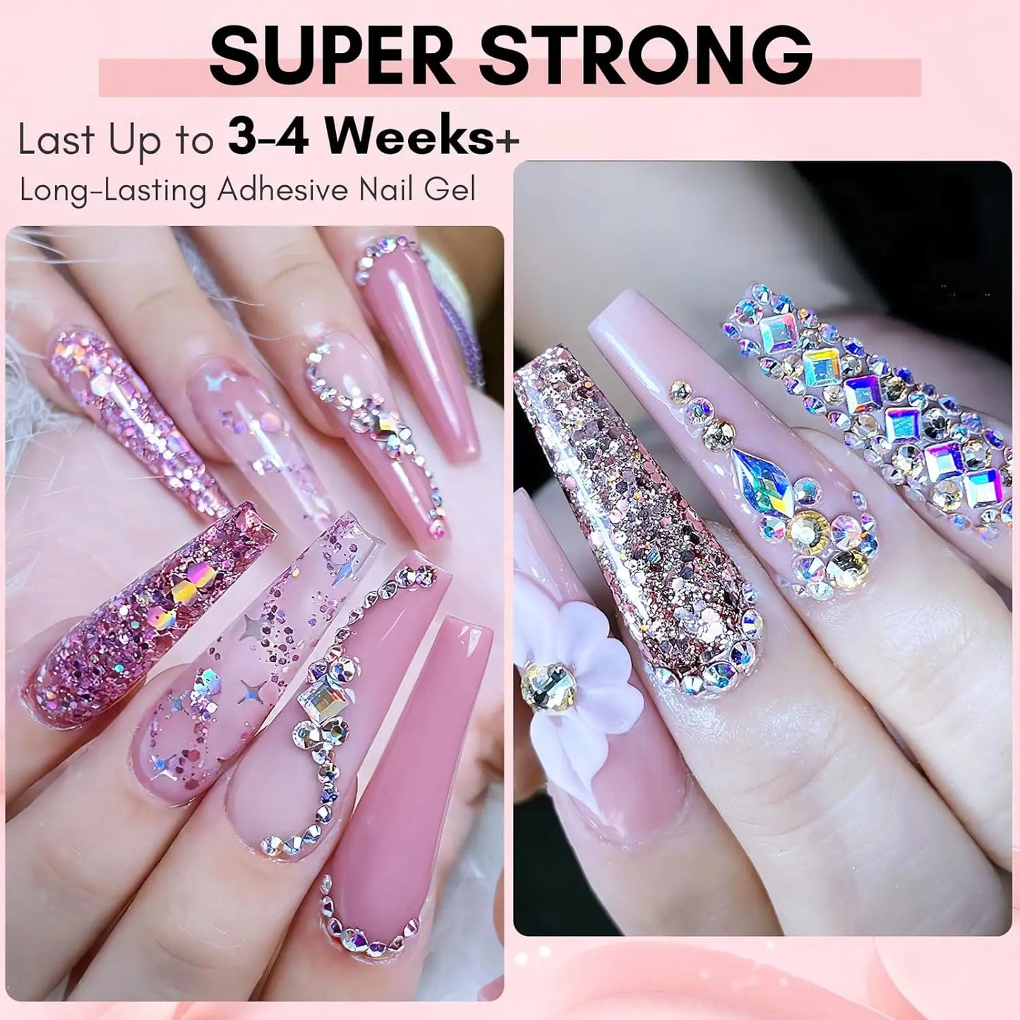 Makartt Nail Rhinestone Glue Gel for Nails, 30g Super Strong Adhesive Gel for Nail Gem, Jewels ,Glitter,Crystals Beads Diamonds
