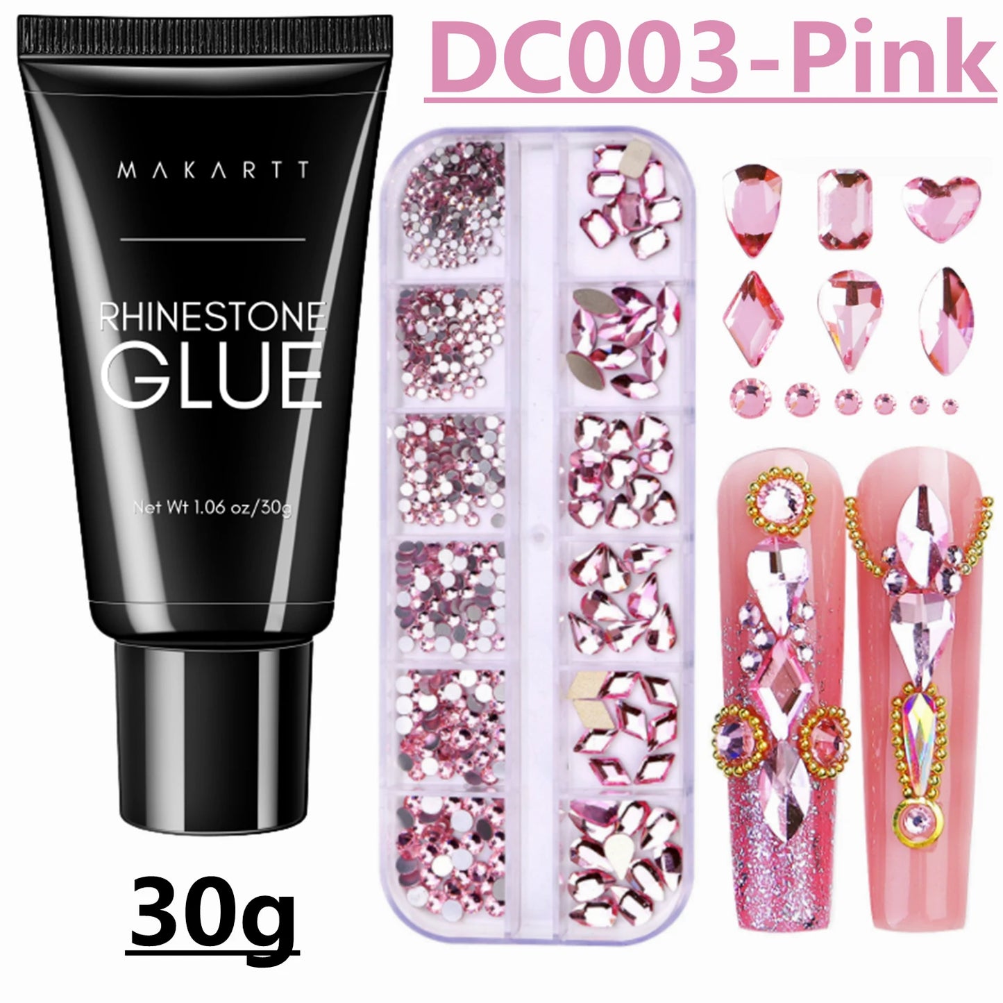 Makartt Nail Rhinestone Glue Gel for Nails, 30g Super Strong Adhesive Gel for Nail Gem, Jewels ,Glitter,Crystals Beads Diamonds