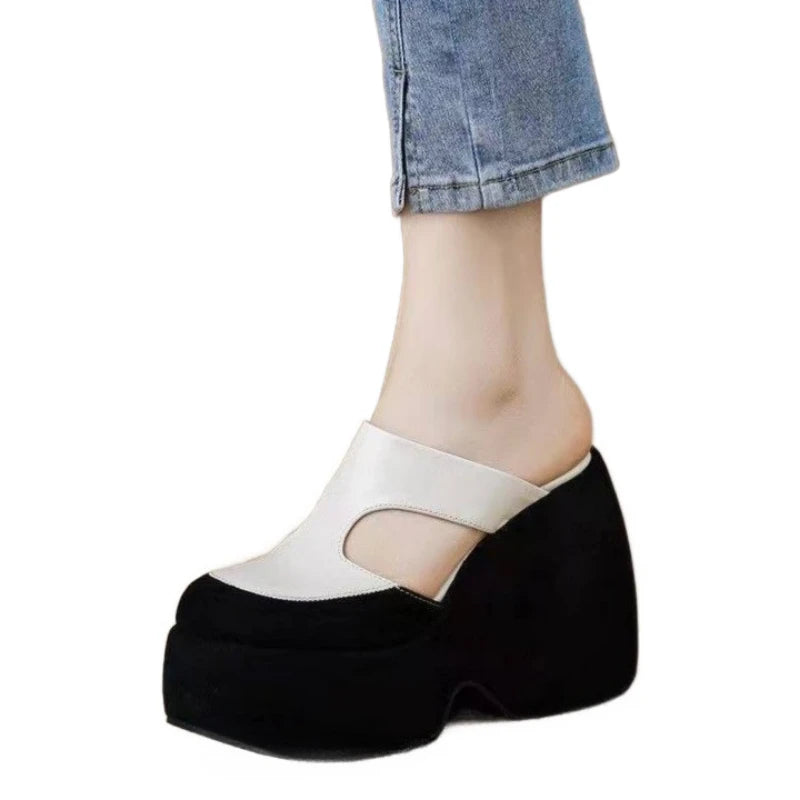Super High Heels Platferm Slippers Women Sandala Mules Shoes Summer Slingbaek 2025 Brand Wedges Shoes Dress Designer Mujer Pumps