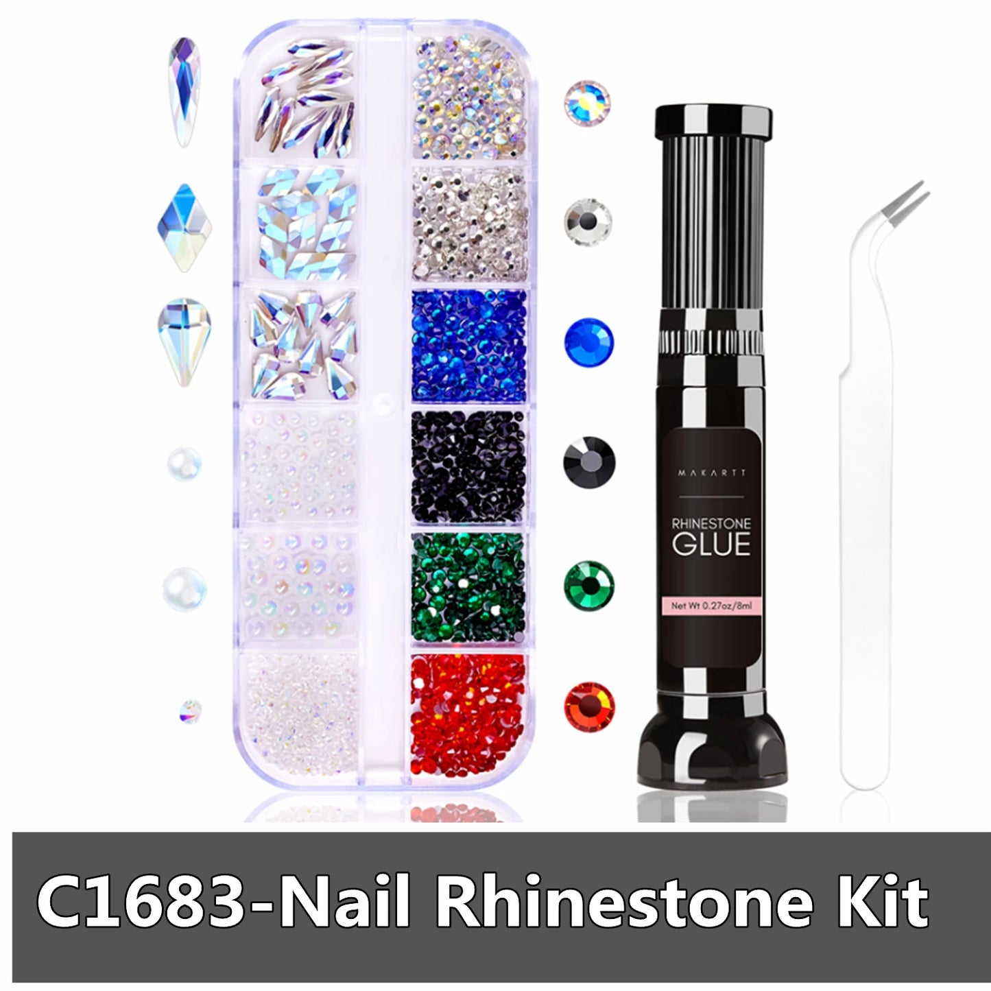 Makartt Nail Rhinestone Glue Gel for Nails, 30g Super Strong Adhesive Gel for Nail Gem, Jewels ,Glitter,Crystals Beads Diamonds
