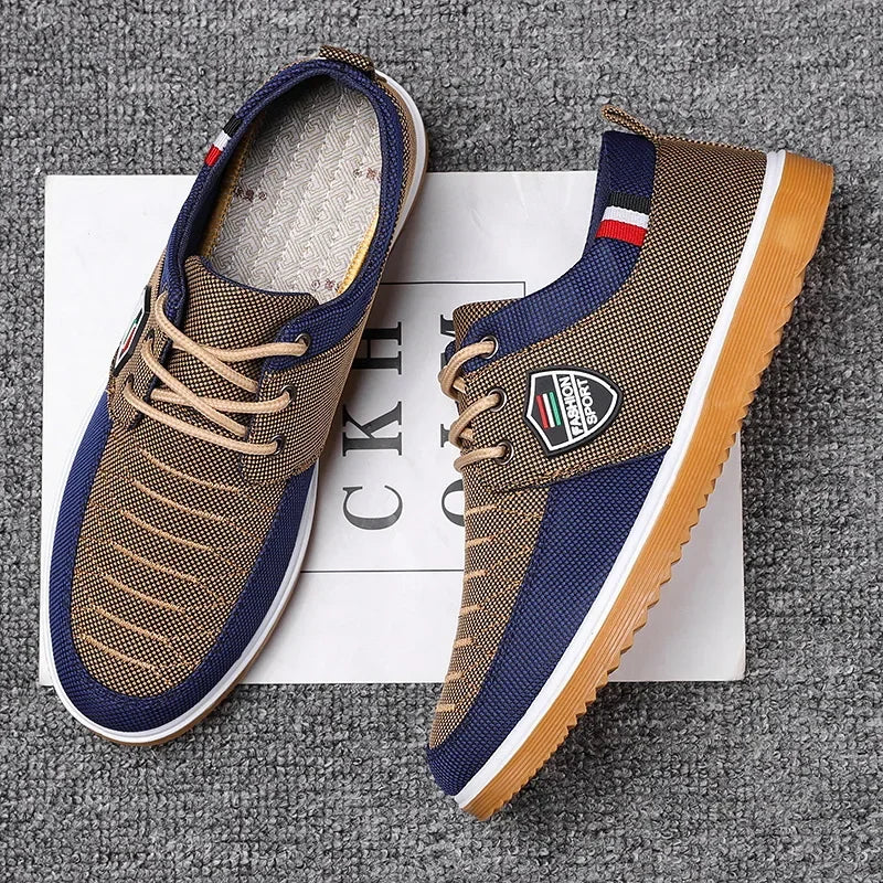 Men's Breathable Canvas Casual Shoes Outdoor Sneakers Lace Up Oxford Work Shoes for Men Vulcanized Shoe Walking Flats Big Size47