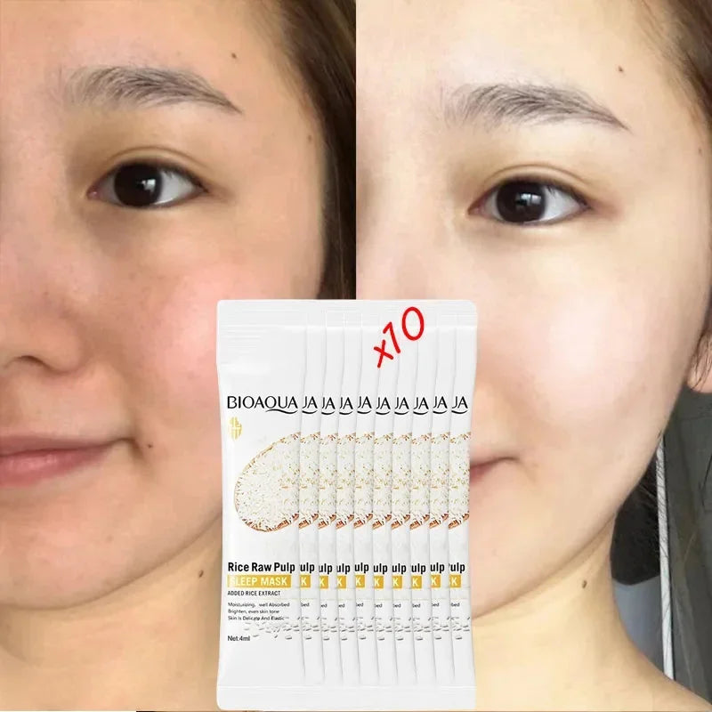 Rice Raw Pulp Whitening Sleep Mask Anti-Aging Fade Fine Lines Moisturizing Rejuvenating Face Care Oil-Control Repair Cosmetics