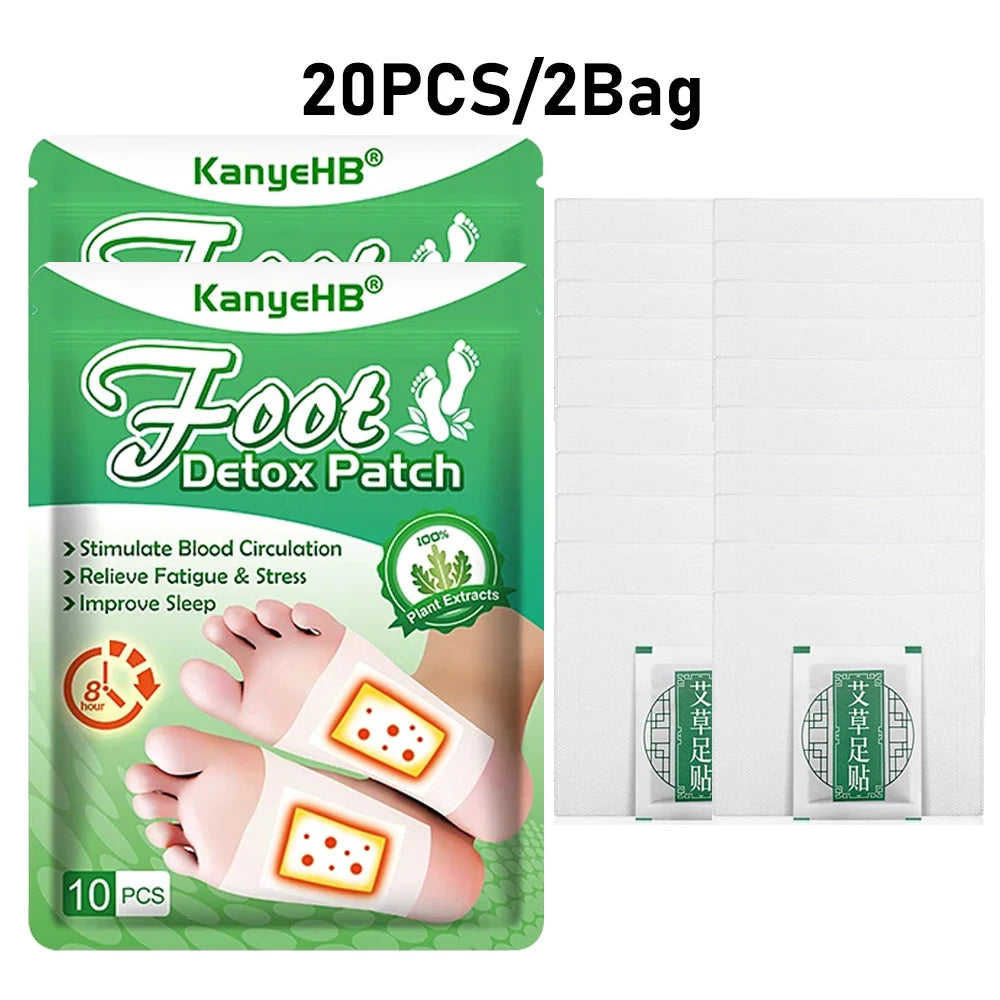 Detox Foot Patches 10/20 PCS Deep Cleanse Toxins Binders Natural Herbal Wormwood Pastes Relieve Stress Stickers Feet Care Tool