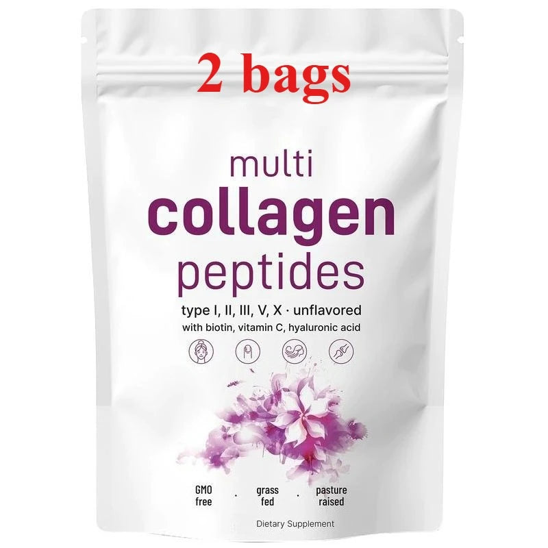 Multi-Collagen Peptides Powder – Hydrolyzed Collagen Blend with Vitamin C & Biotin Supports Skin, Hair, Nail, and Joint