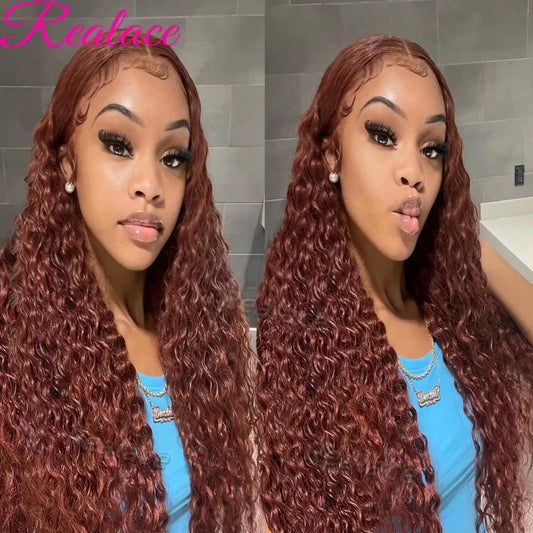13x4 Chocolate Brown HD Lace Front Wig 13x6 Deep Wave Frontal Wig PrePlucked Colored Brown Curly Human Hair Wigs For Black Women