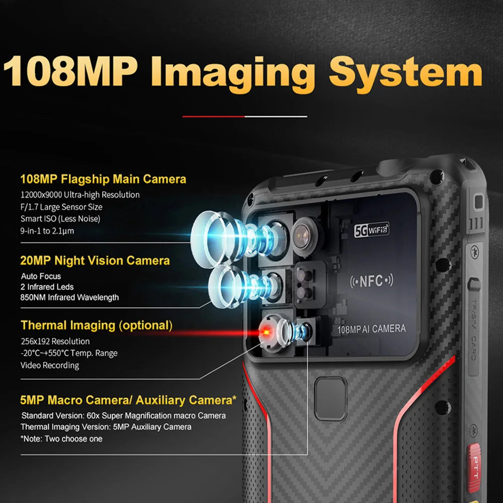 CONQUEST 5G Smartphone Network108MP Camera 12GB 512GB 66W Thermal Imaging IP68 Waterproof NFC