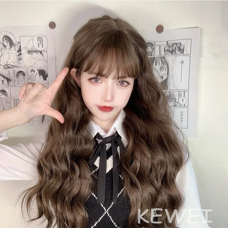 Women's Long Curly Hair Daily Wear Simulated Hair Rose Net Wig Festival Party Cosplay High-temperature Silk Full Wigs