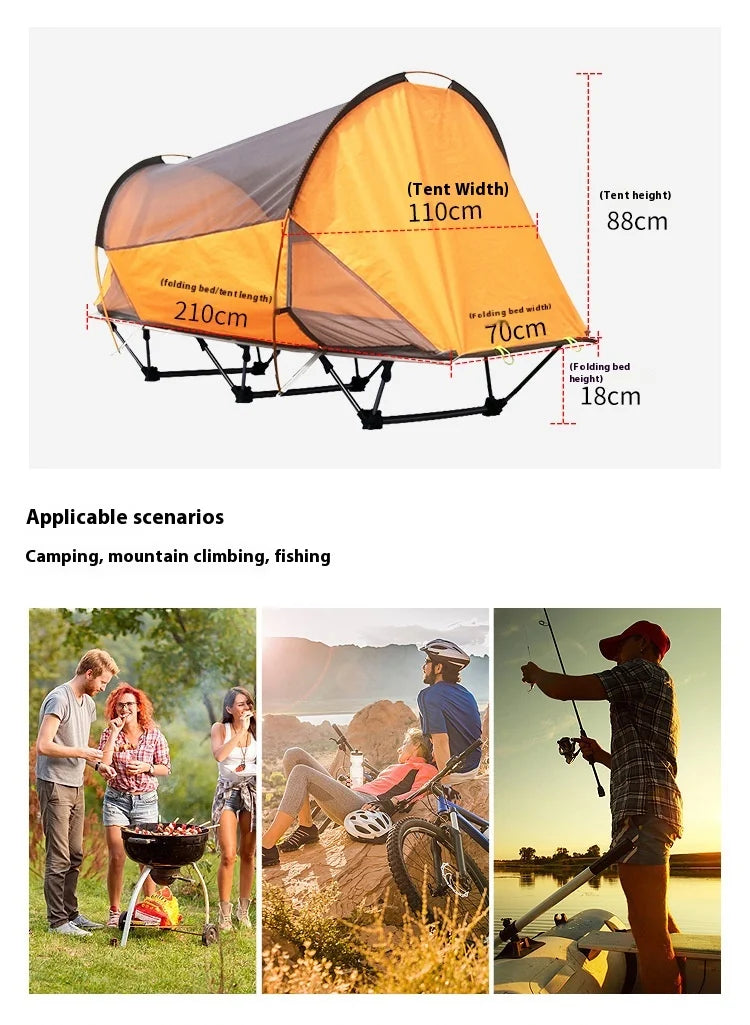 Tent Outdoor Camping Single Person Off-the-Ground Tent Integrated Folding Camp Bed Road Trip Fishing Camping Tent