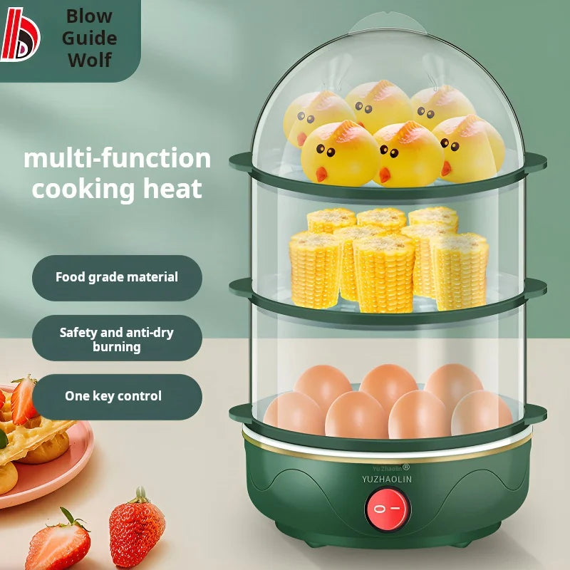 Electric Egg Cooker Double Multifunction Layers Egg Boiler Corn Milk Rapid Breakfast Cooking Egg Steamer Appliances Kitchen