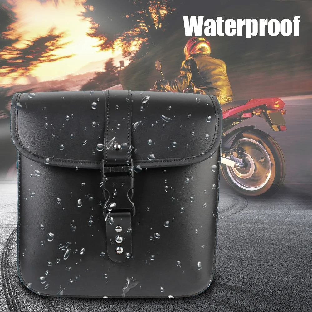 Motorcycle Riding Travel Tank Bag Side Luggage Saddle Bag Motorcycle Storage Tool Bag PU Leather Motor Tail Luggage Suitcase
