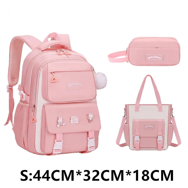 3 Pcs/Set School Bag for Girls Children Backpack Schoolbag Teenage School Child With Lunch box Pencil Case Kids Book Bag 2024