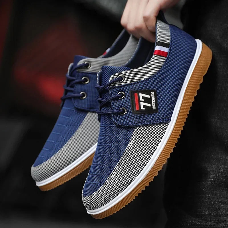 Men's Breathable Canvas Casual Shoes Outdoor Sneakers Lace Up Oxford Work Shoes for Men Vulcanized Shoe Walking Flats Big Size47