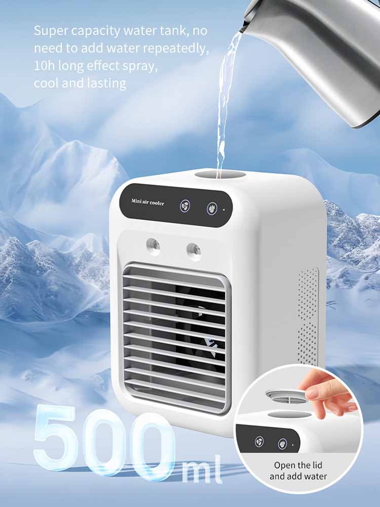 Portable Air Conditioners,3-In-1 Cooling Fan Air Conditioner with 2-Speed,Built-In 1800mah Battery,Air Cooler for Home&Outdoor