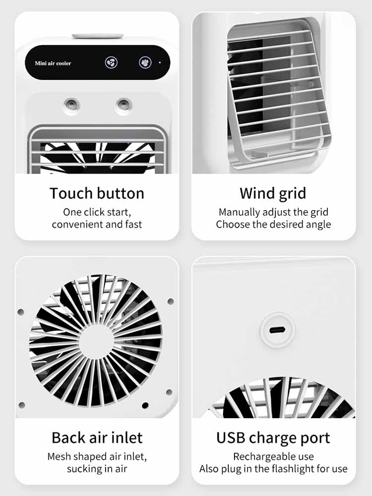 Portable Air Conditioners,3-In-1 Cooling Fan Air Conditioner with 2-Speed,Built-In 1800mah Battery,Air Cooler for Home&Outdoor