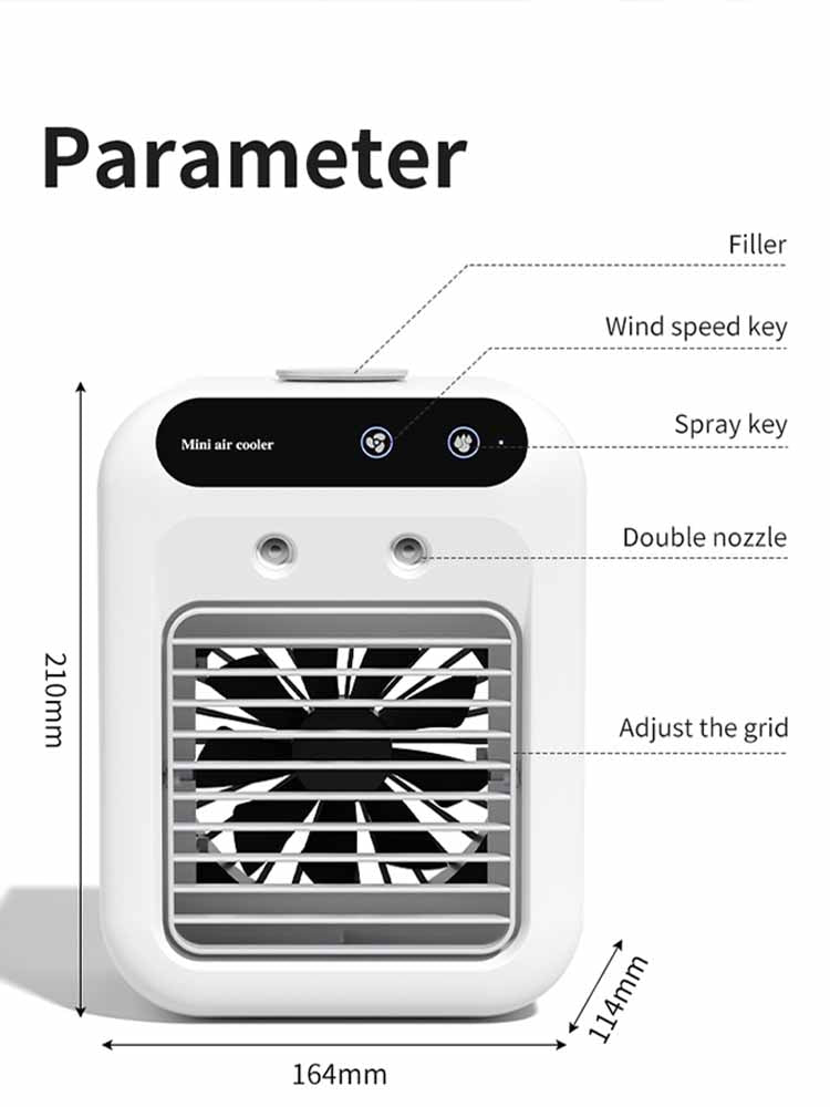 Portable Air Conditioners,3-In-1 Cooling Fan Air Conditioner with 2-Speed,Built-In 1800mah Battery,Air Cooler for Home&Outdoor