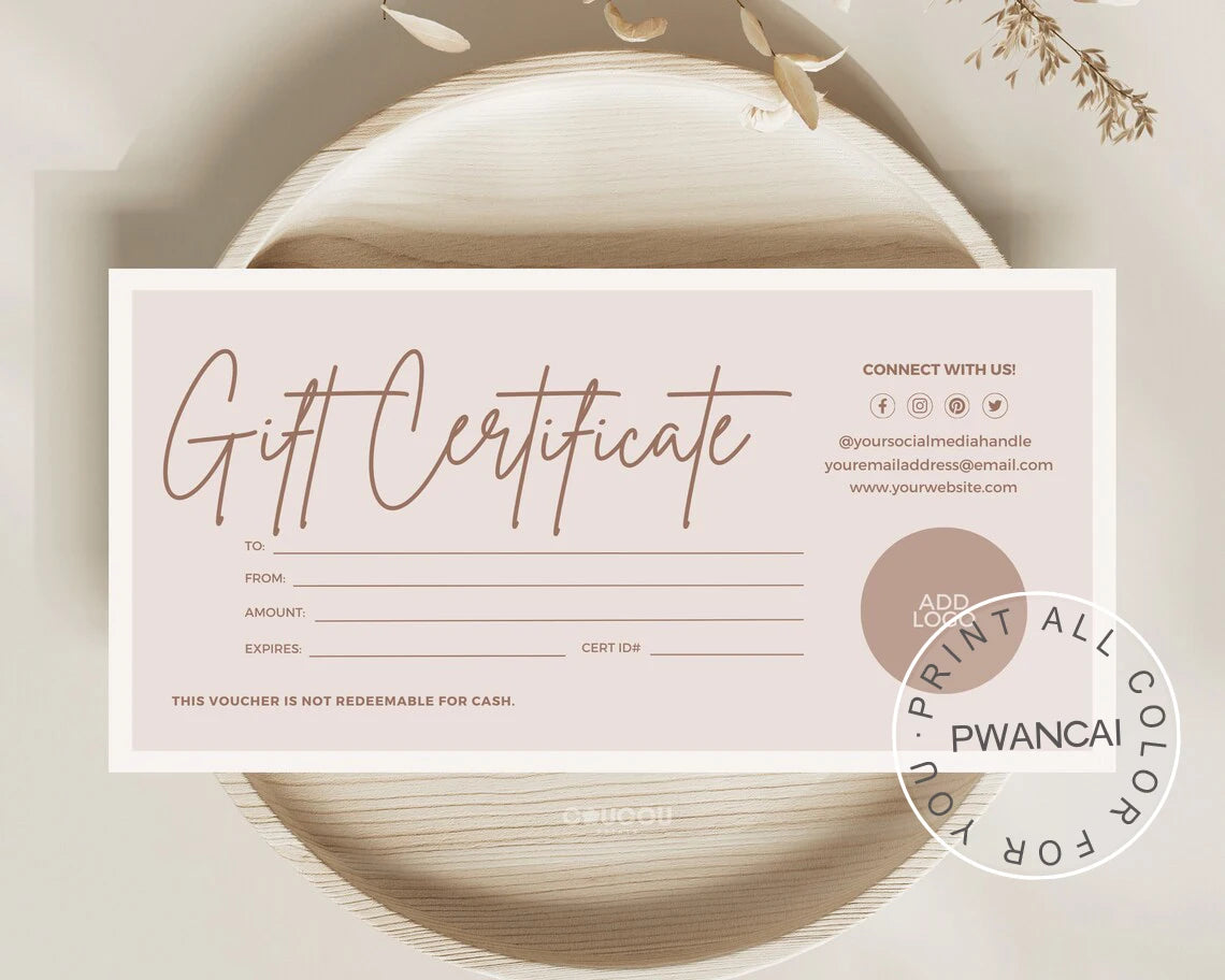 Beauty Spa Gift Coupon Cards Editable Gift Voucher Template Printable Gift DIY Voucher Certificate Modern Gift Card for Business