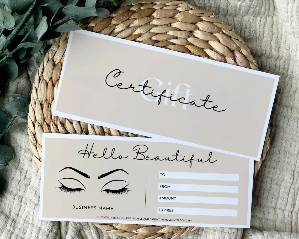 Beauty Spa Gift Coupon Cards Editable Gift Voucher Template Printable Gift DIY Voucher Certificate Modern Gift Card for Business