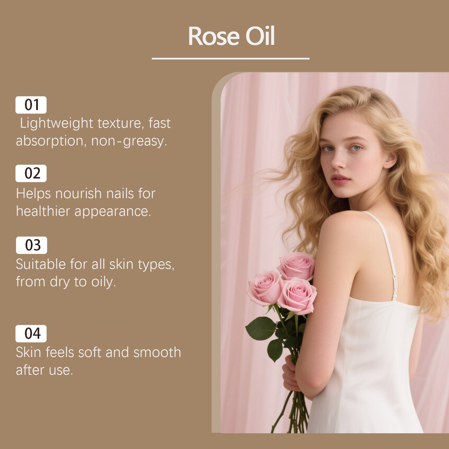 Rose Oil Face Anti Aging Brightening Lasting Hydration Nourishment Firm Aromatherapy Facial Serum Reveal Radiance Body Skin Care