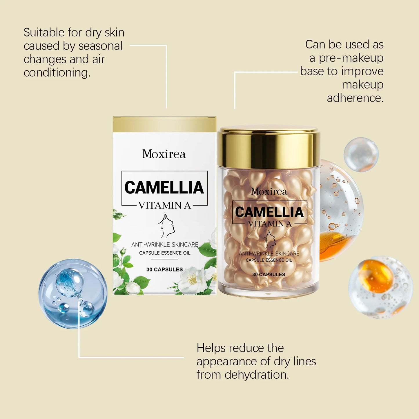 Vitamin A Facial Serum for Glowing Skin Rough Dull Repair Essence Reduce Pigmentation Nourish Brighten Face Moisturizing Capsule