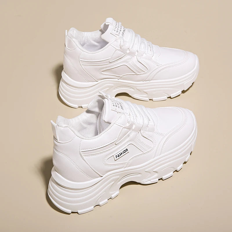 BCEBYL Spring and Autumn Casual Fashion Round Toe Increased Solid Color Non-slip Wear-resistant Simple Women's Shoes