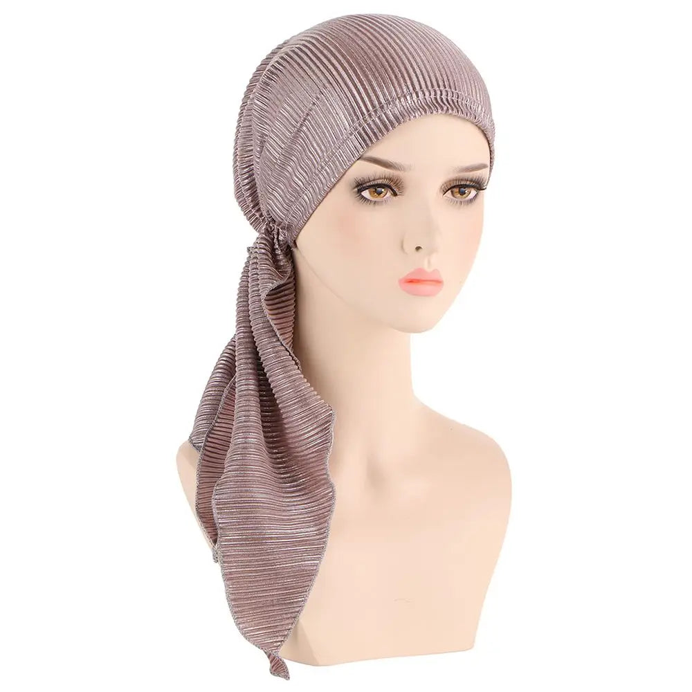 Hair Loss Women Headwrap Headwear Headscarf Beanie Cap Muslim Hijab Pre-Tied Bonnet Cancer Chemo Cap