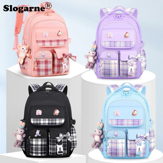 Primary School Schoolbag Bow Large Capacity Children's Schoolbag Shoulder Bag Girls Burden Reduction Spine Protection Backpacks