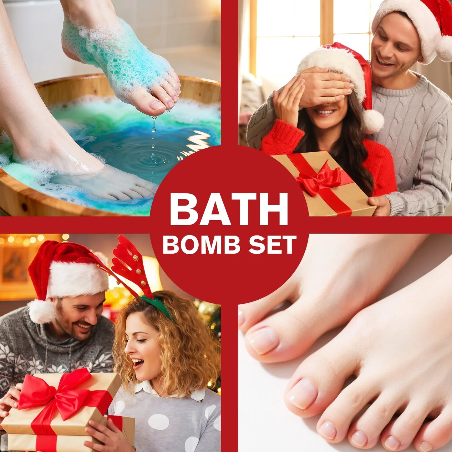 12 Pcs Christmas Bath Sea Salt Bath Softening Keratin Remove Dead Skin for Foot Spa Relaxing Gift Box for Women Men