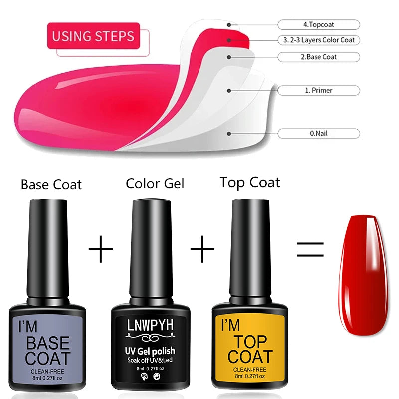 Gel Varnish Kit Professional Nail Gel Set With Nail Lamp Soak Off Nail Gel Polish Kit  Base Coat And Top Coat Manicure Tools Kit