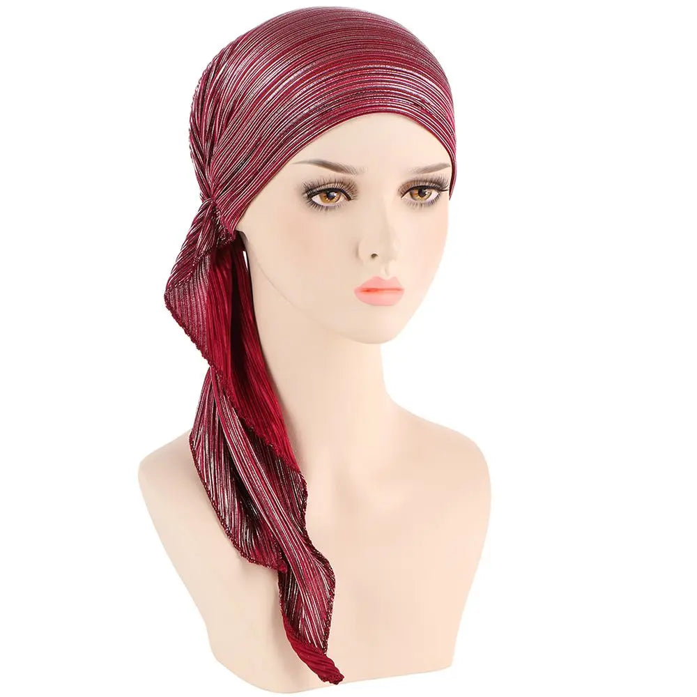 Hair Loss Women Headwrap Headwear Headscarf Beanie Cap Muslim Hijab Pre-Tied Bonnet Cancer Chemo Cap