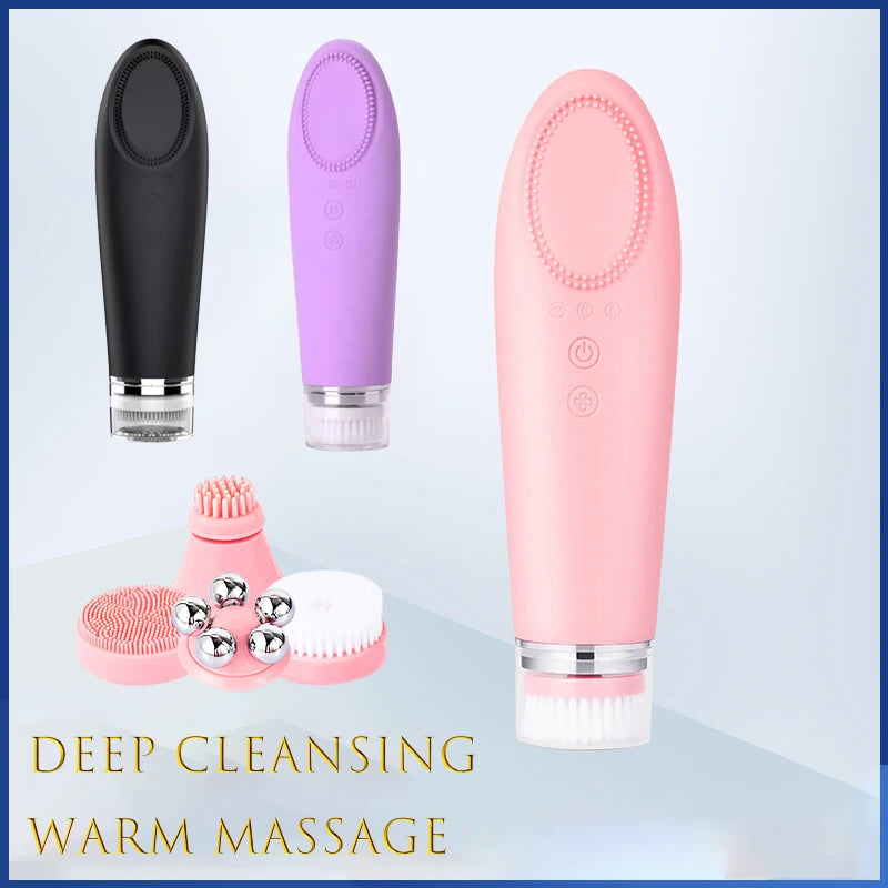 New Warm Feeling Cleanser Pore Blackhead Cleaner Electric Face Washing Instrument Home Facial Eye Hot Massager Beauty Tools