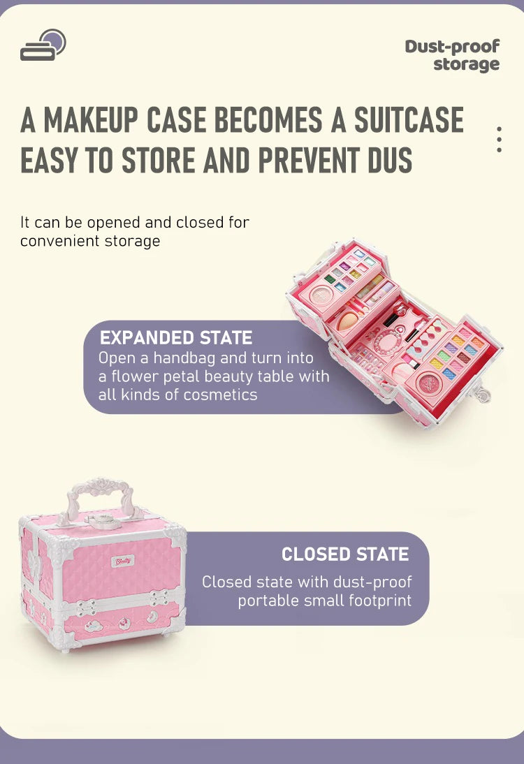 Kids Makeup Kit for Little Girls 49 Pcs Washable Makeup Kit Kids Real Girls Makeup Kit with Cosmetic Case ，Birthday Gifts