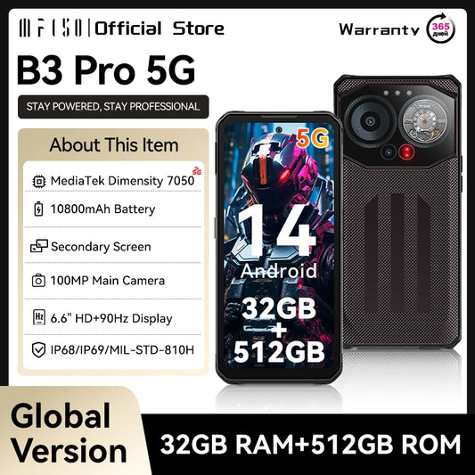 IIIF150 B3 Pro 5G 90Hz Rugged Phone Machine Dual Display 16GB 512GB 100MP Camera Ultra-Thin Rugged 10800mAh Android 14