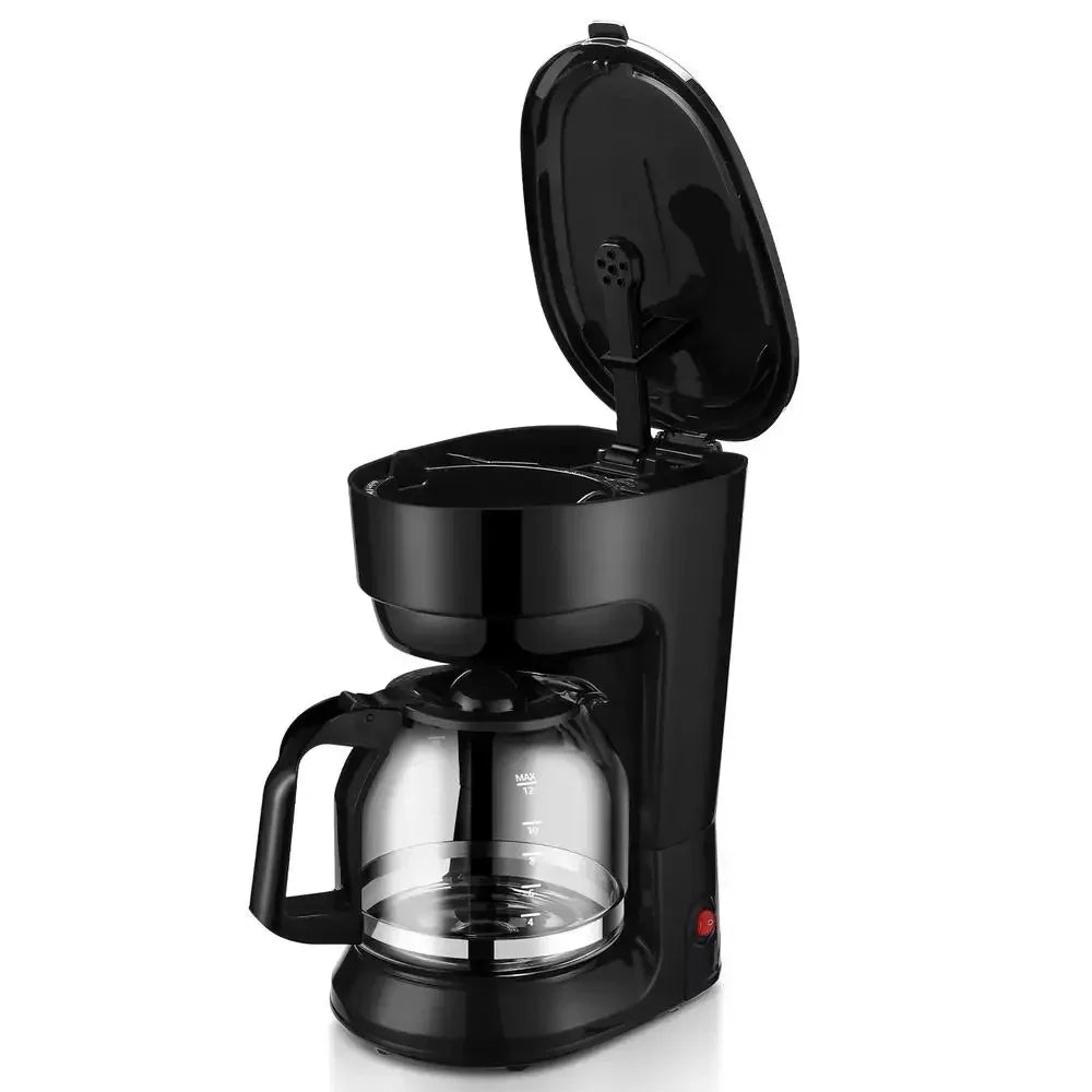 Black 12-Cup Coffee Maker Auto Keep Warm Function Indicator Light Dishwasher-Safe Easy Clean Shelf-Stable Smooth Rich Satisfying