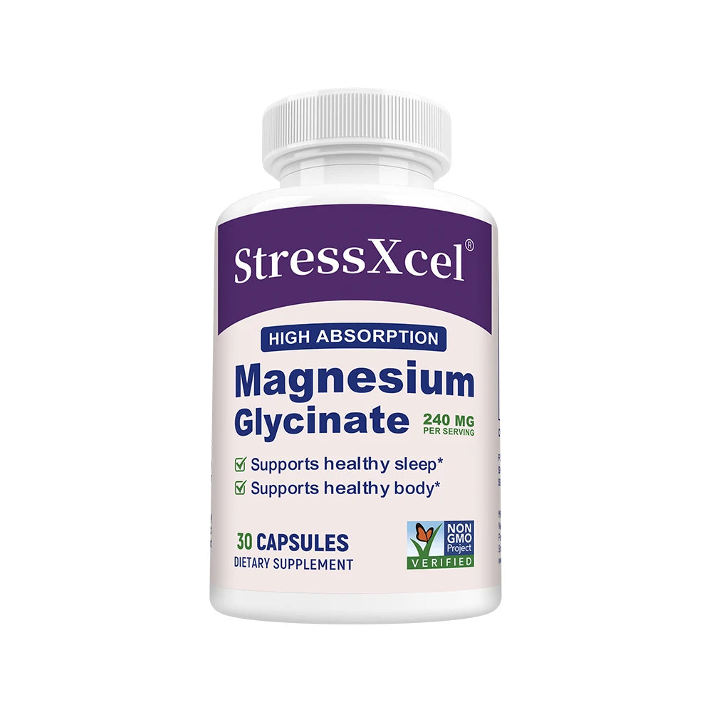 Magnesium Glycinate 240 mg - High Absorption,Suppprt for Sleep, Leg Cramps, Heart, Ease Muscles,Calm Headaches for Women and Men