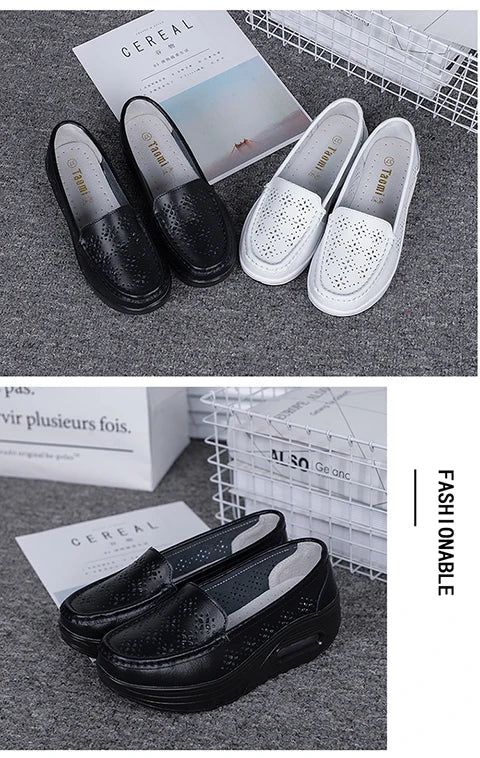 Women's shoes 2020 spring summer all-match mother single shoes leather rocking shoes platform platform nurse shoes work shoes