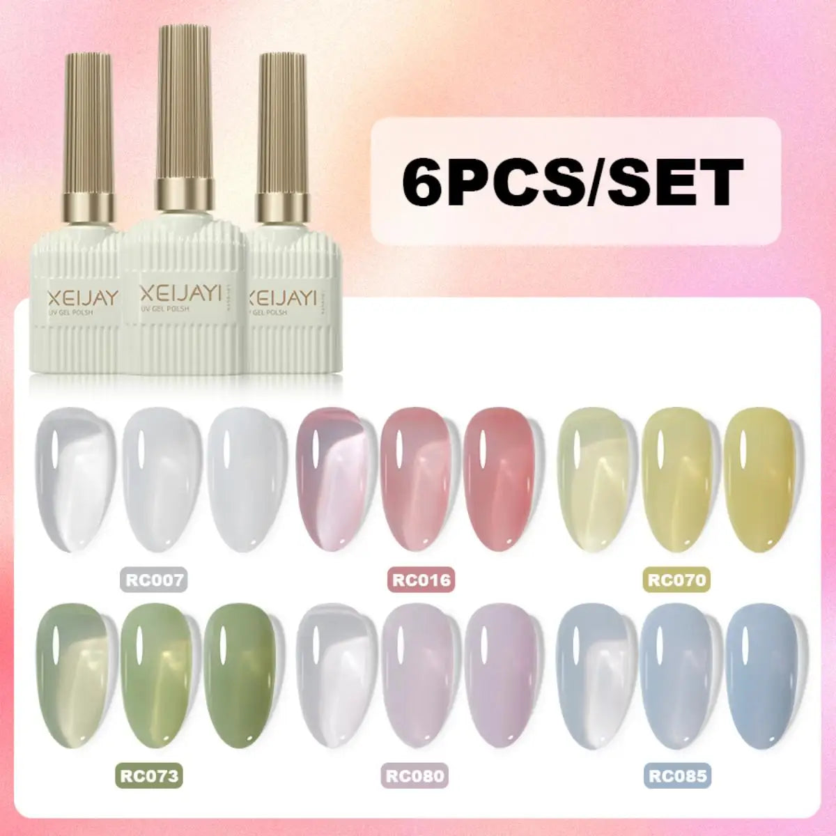 XEIJAYI 6Pcs 15Ml Nail Gel Polish Set Perfect For Soak Off Gel Nail Polish Or Home & Salon Nail Art Diy